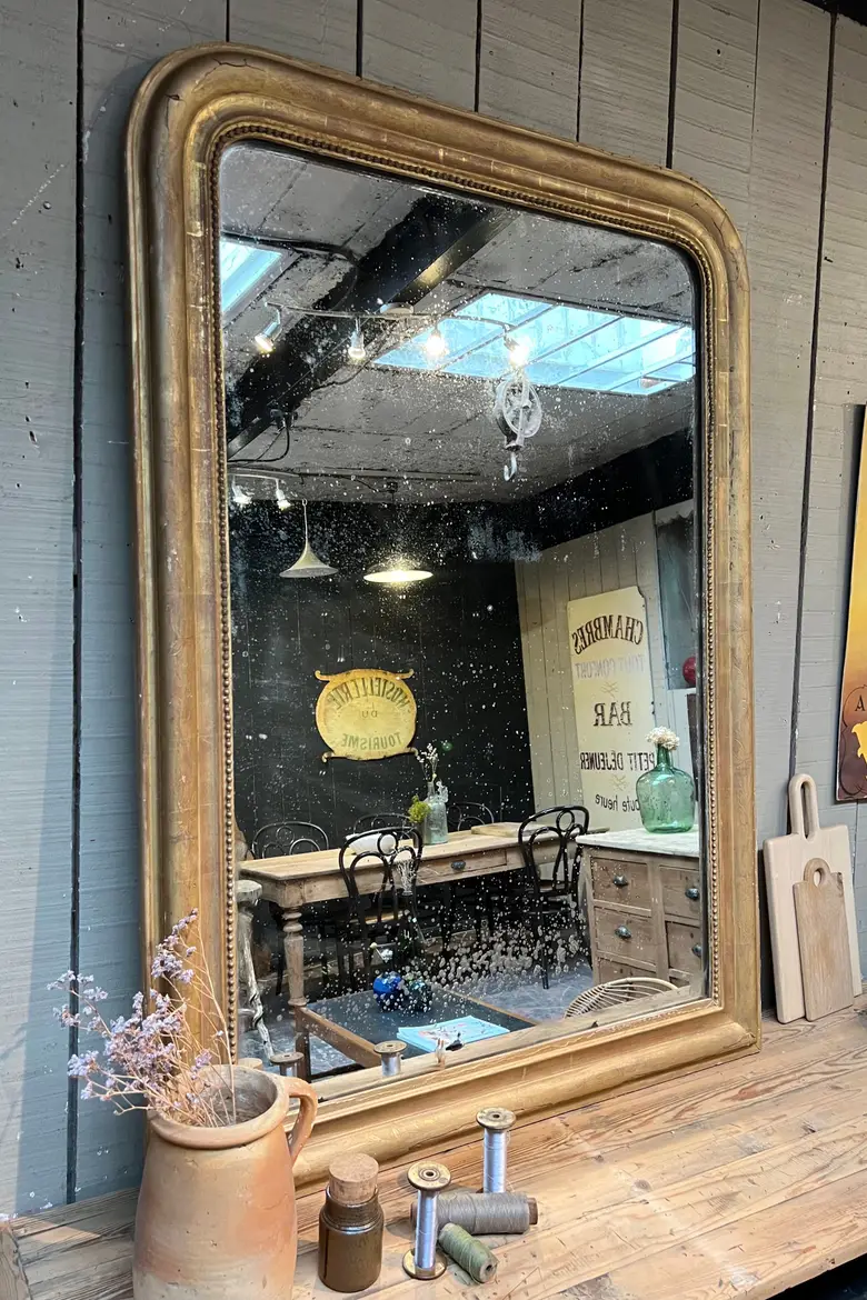 Ancien miroir doré de style Louis Philippe Début XXème