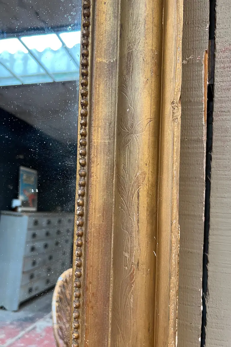 Ancien miroir doré de style Louis Philippe Début XXème