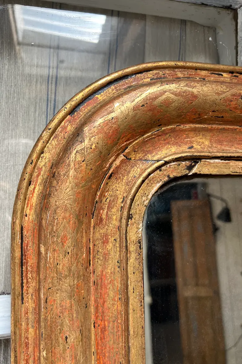 Ancien miroir doré style Louis Philippe Début 20e