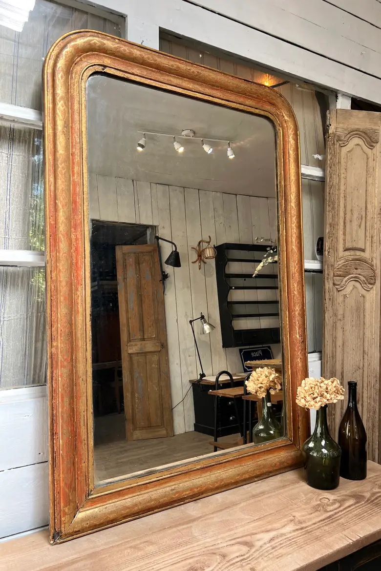 Ancien miroir doré style Louis Philippe Début 20e