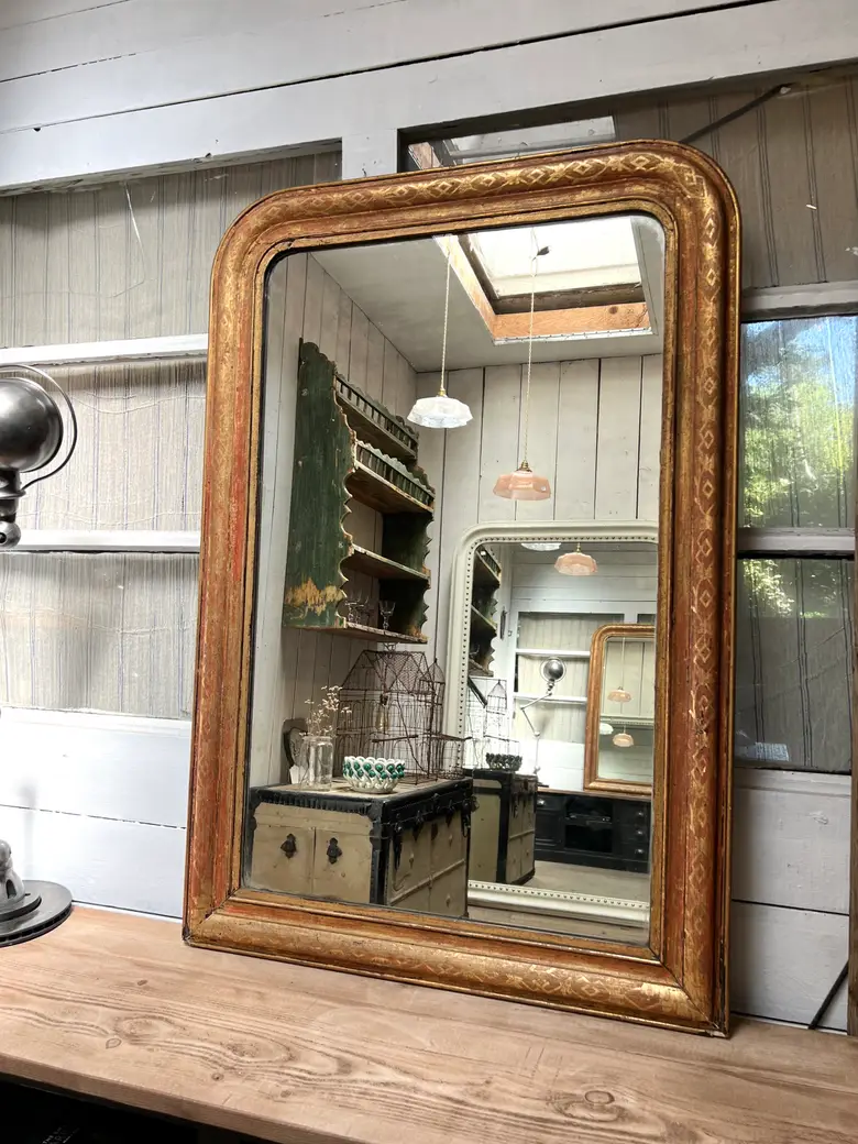 Ancien miroir doré style Louis Philippe Début 20e