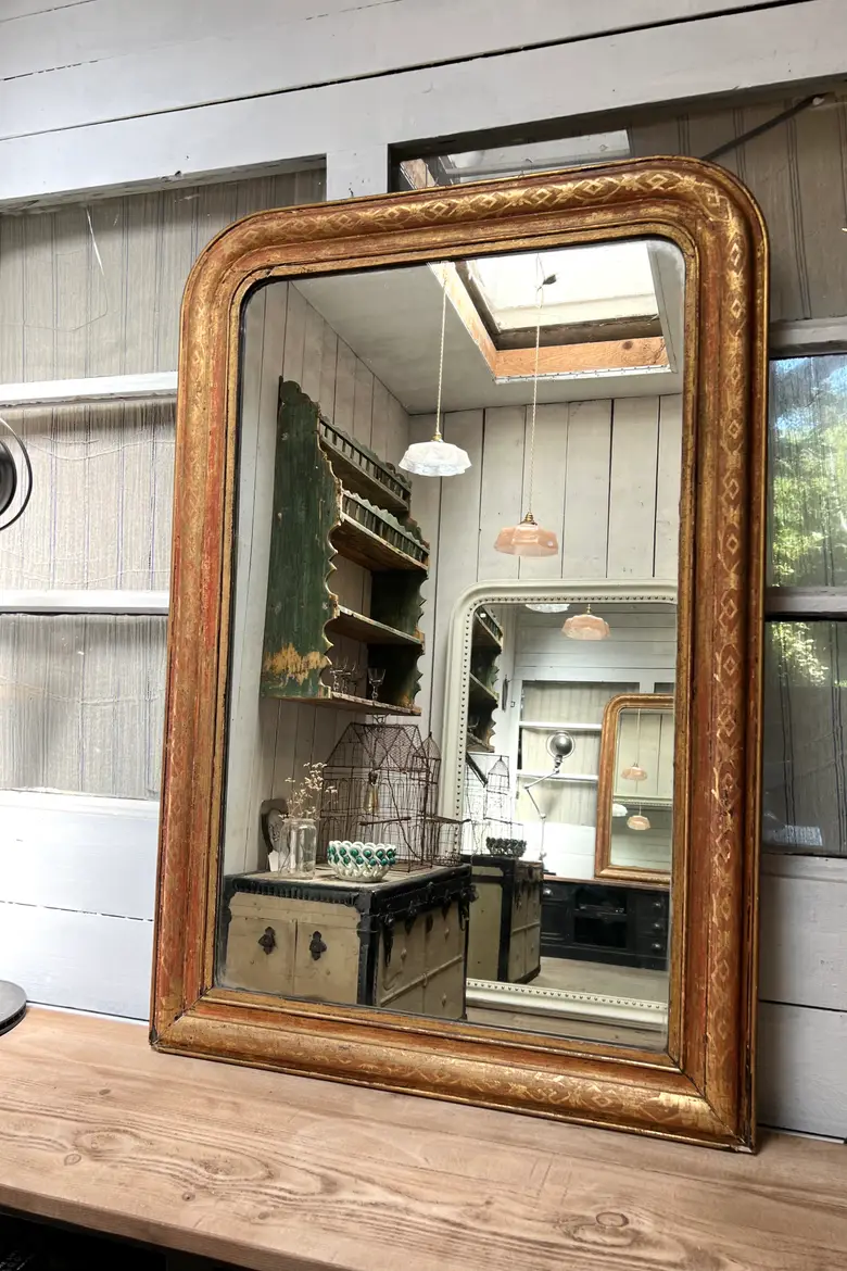 Ancien miroir doré style Louis Philippe Début 20e