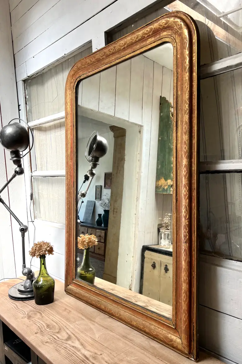 Ancien miroir doré style Louis Philippe Début 20e