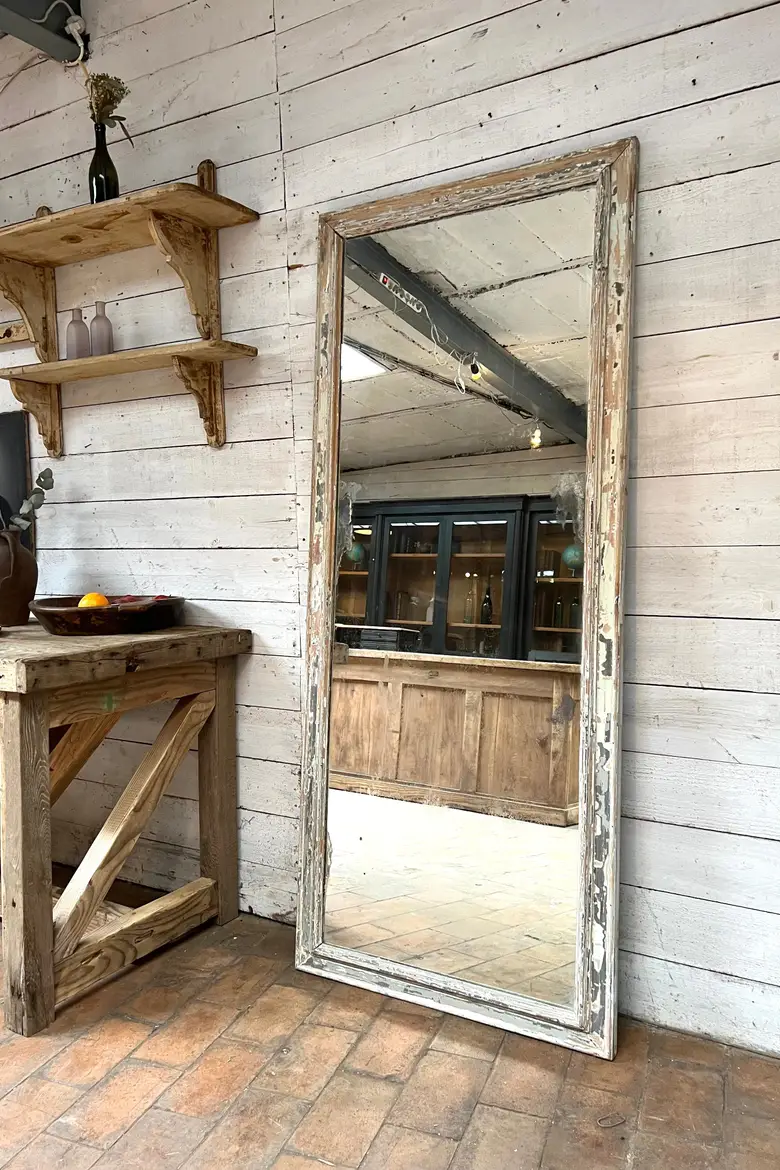 Ancien miroir en bois patiné Début XXème