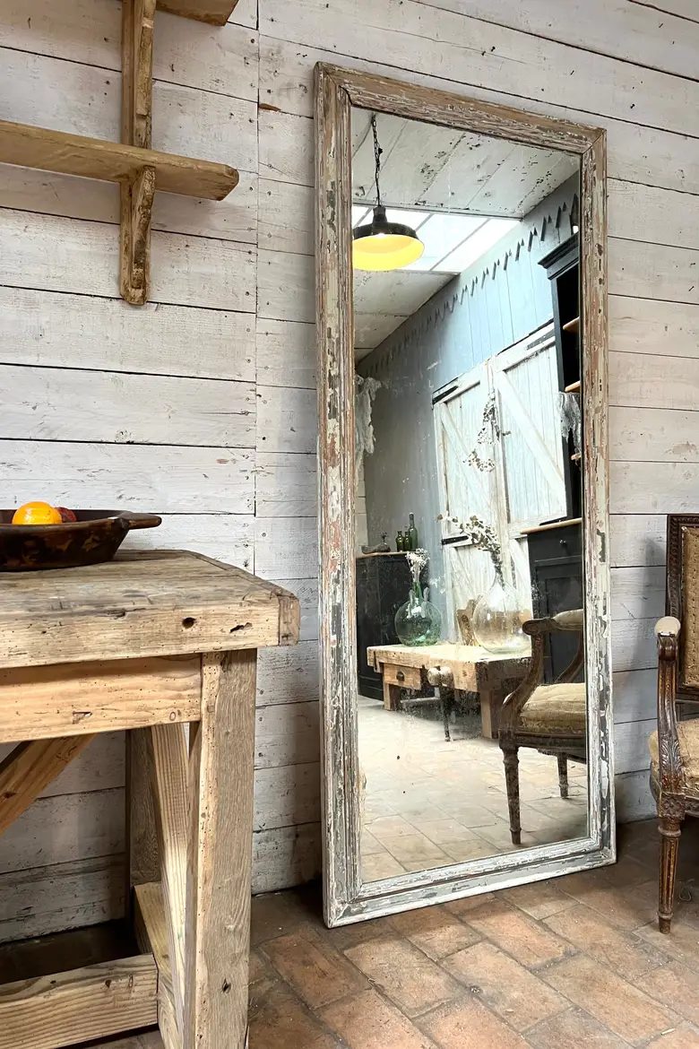 Ancien miroir en bois patiné Début XXème