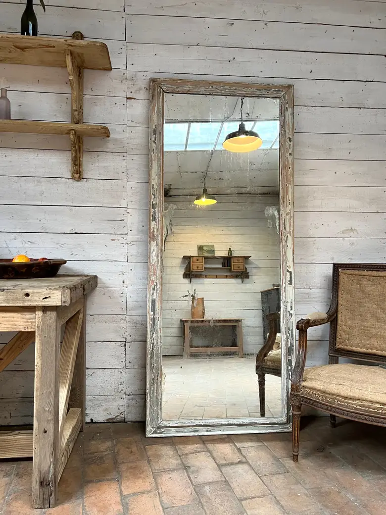Ancien miroir en bois patiné Début XXème