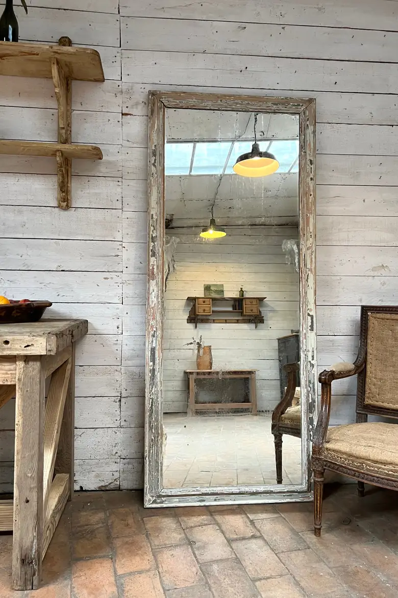 Ancien miroir en bois patiné Début XXème