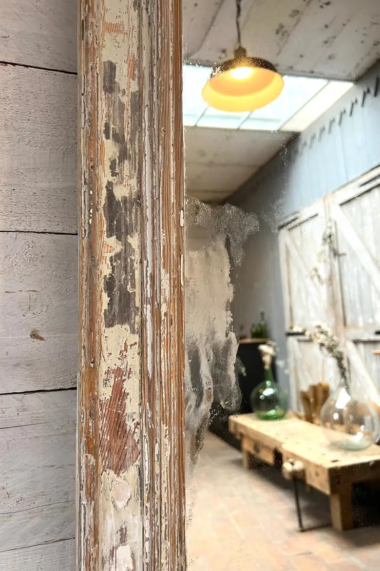Ancien miroir en bois patiné Début XXème