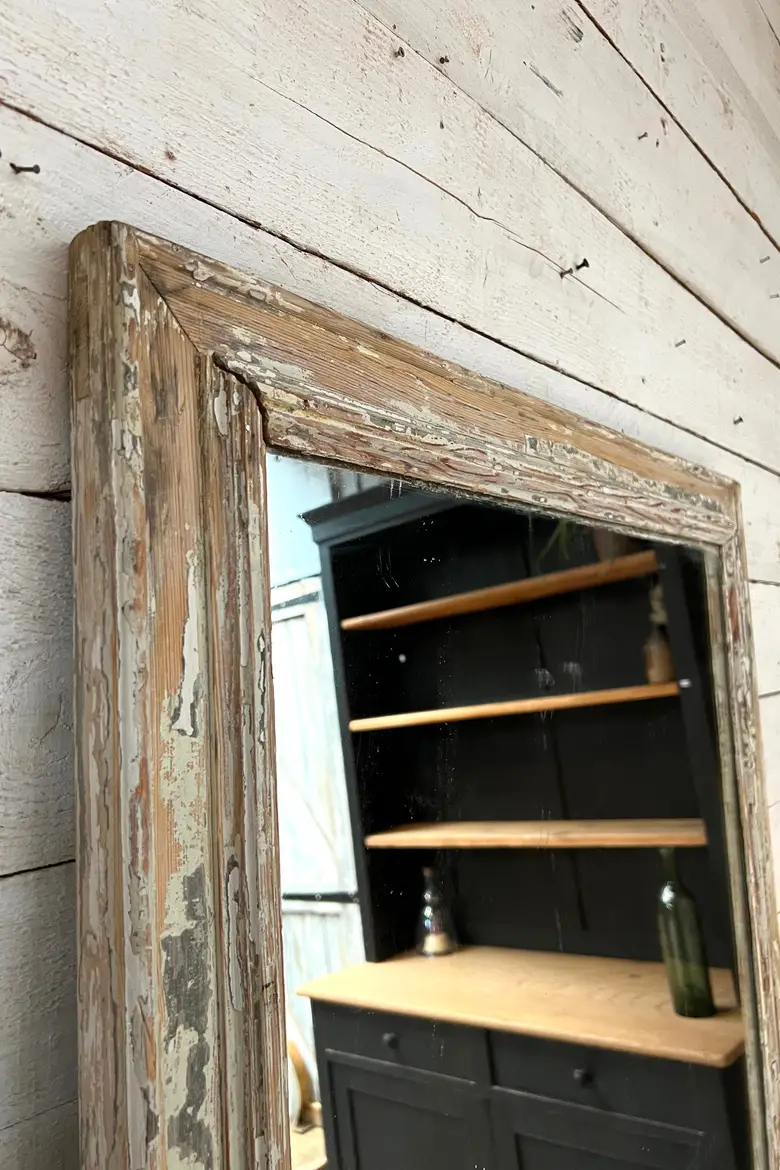 Ancien miroir en bois patiné Début XXème