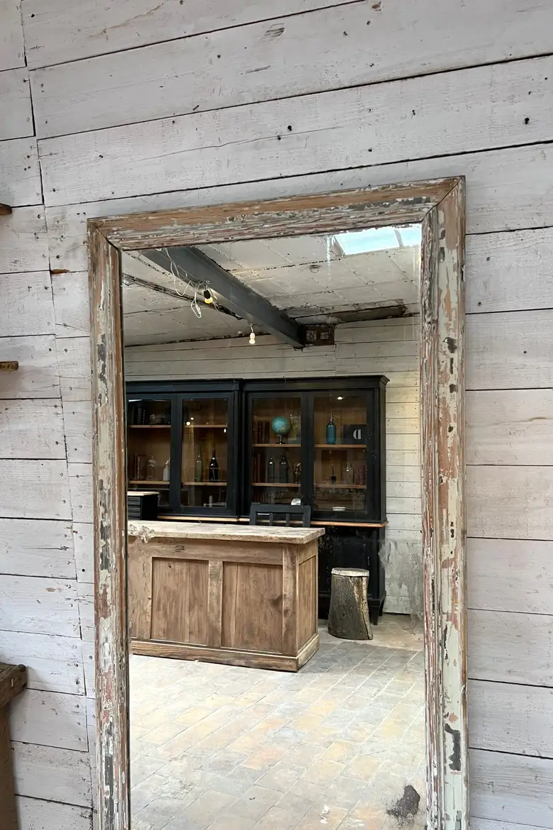 Ancien miroir en bois patiné Début XXème