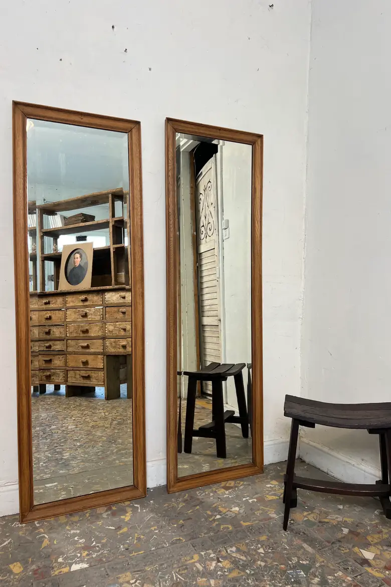 Ancien miroir en chêne - Années 50