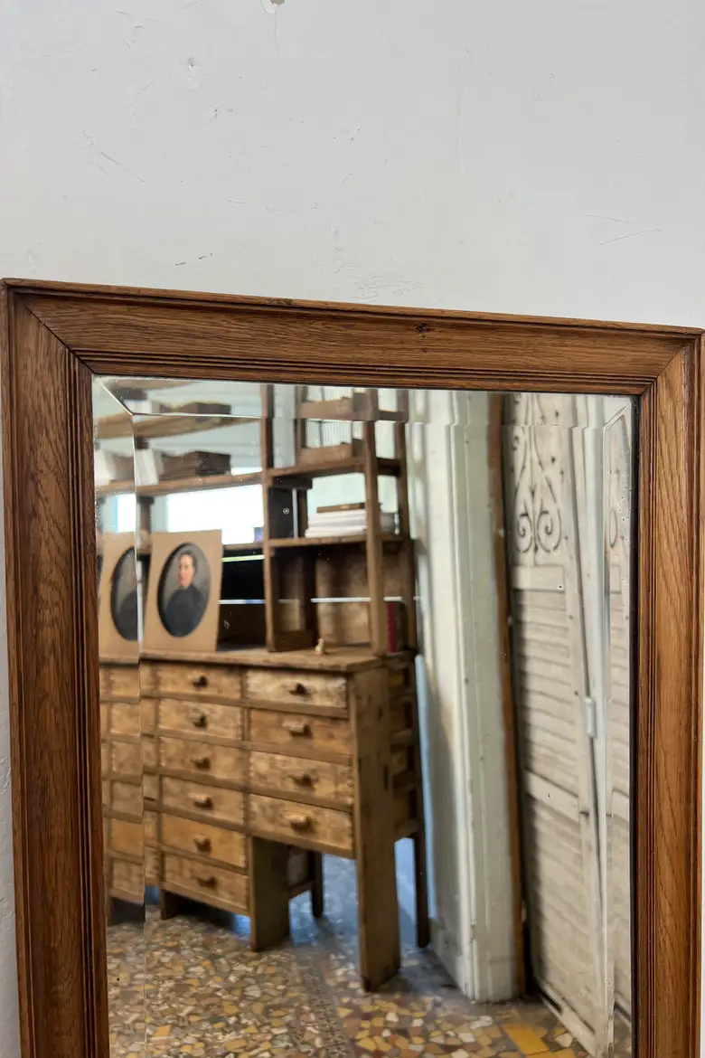 Ancien miroir en chêne - Années 50