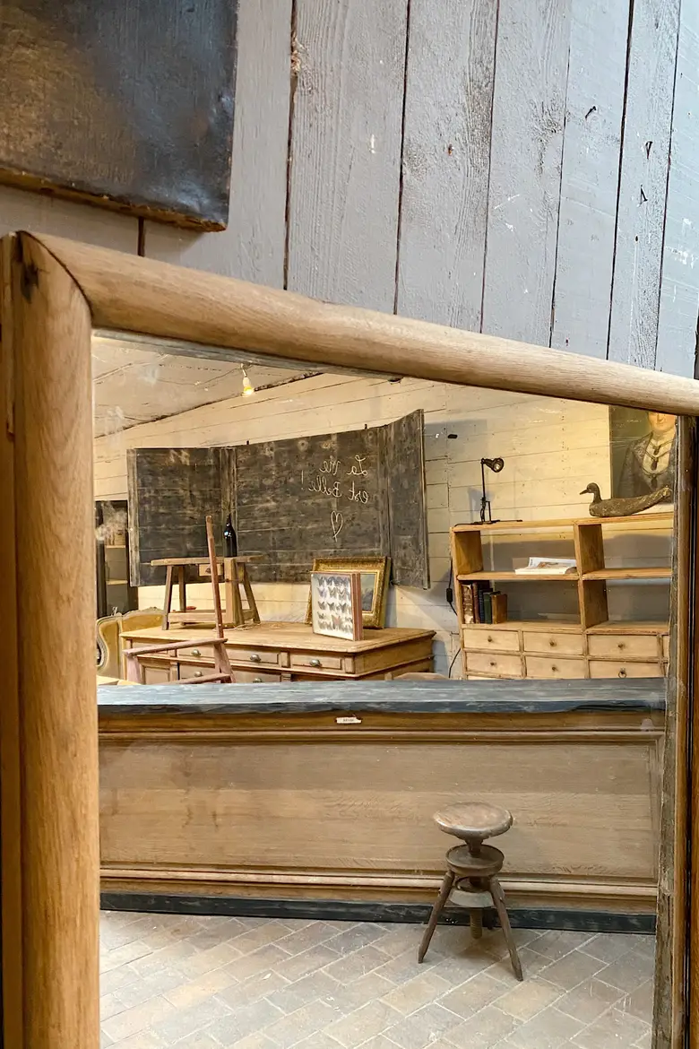 Ancien miroir en chêne Début XXème