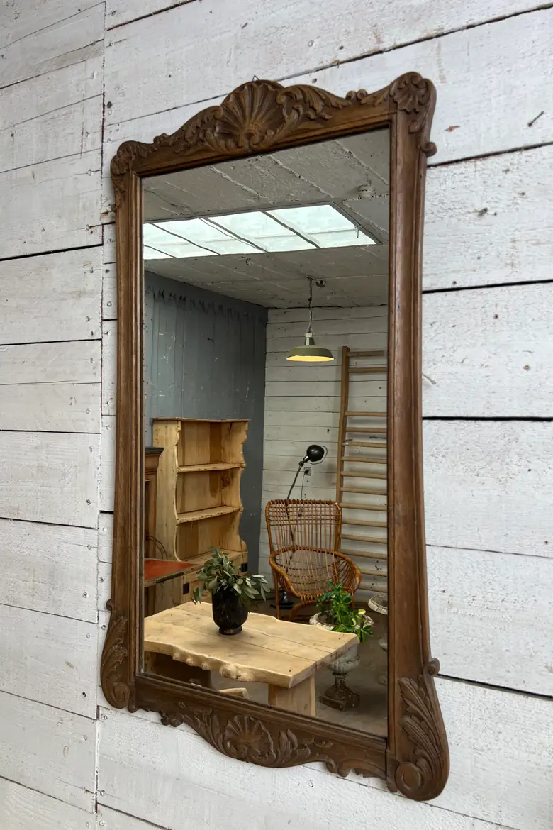 Ancien miroir en chêne – Napoléon III – fin XIXe siècle