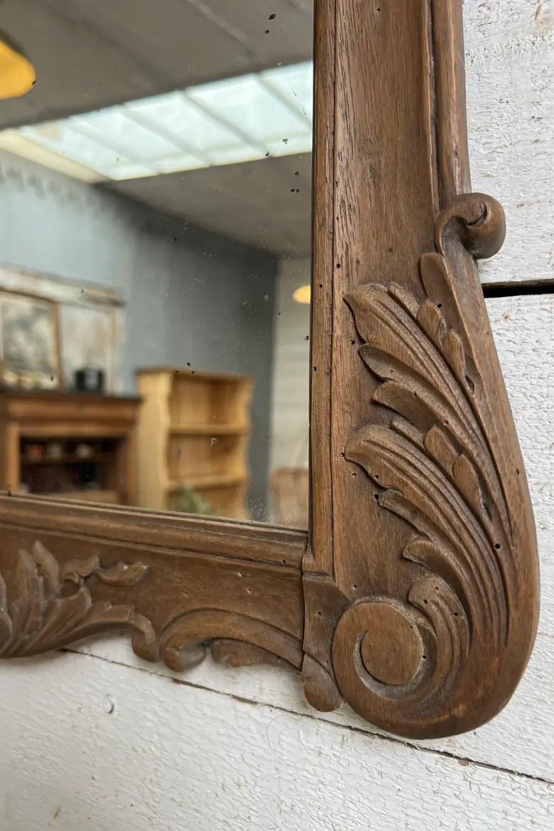 Ancien miroir en chêne – Napoléon III – fin XIXe siècle