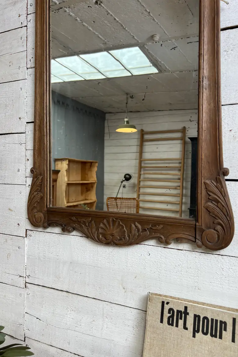 Ancien miroir en chêne – Napoléon III – fin XIXe siècle