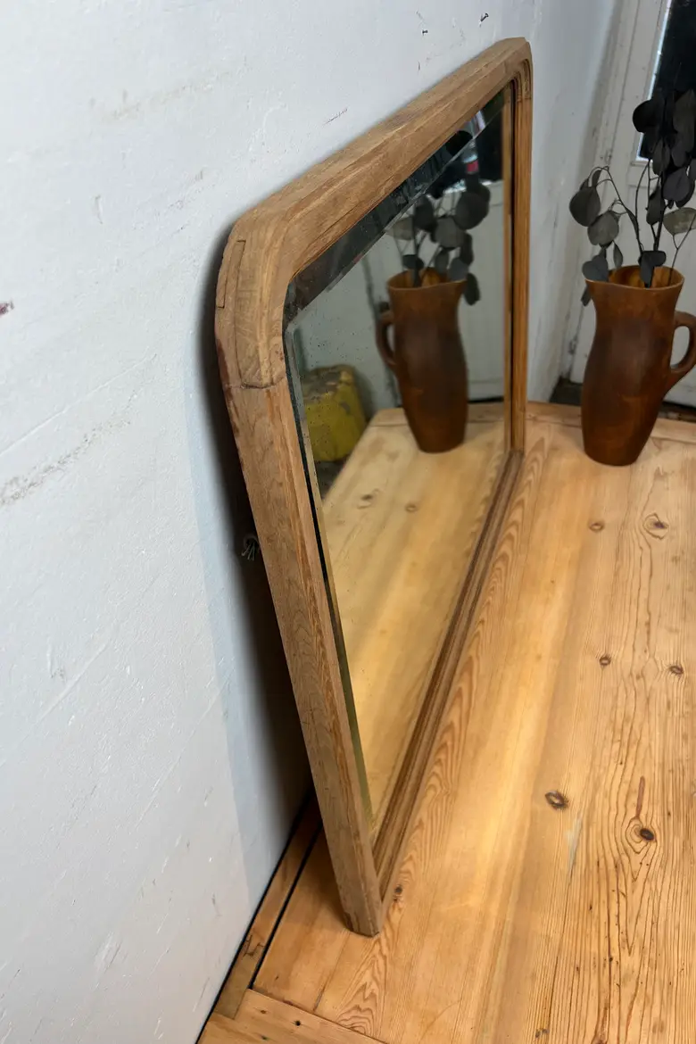 Ancien miroir en chêne, style Louis-Philippe