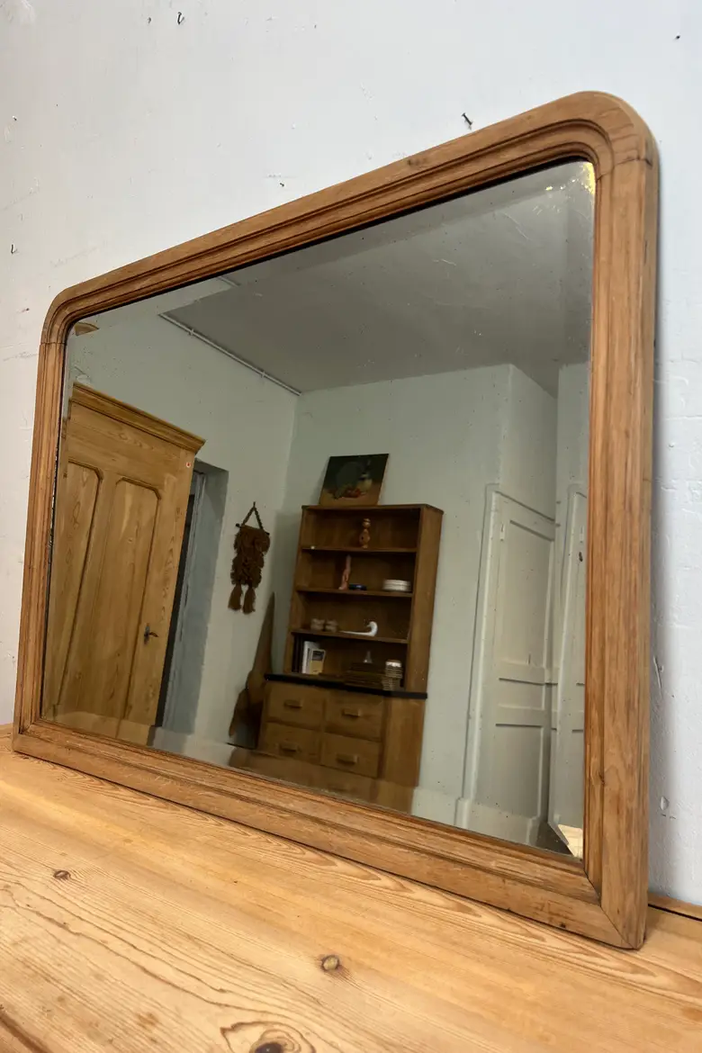Ancien miroir en chêne, style Louis-Philippe