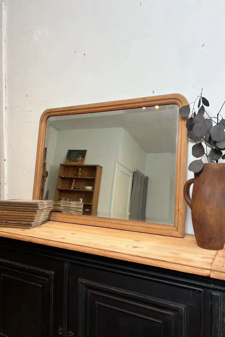 Ancien miroir en chêne, style Louis-Philippe