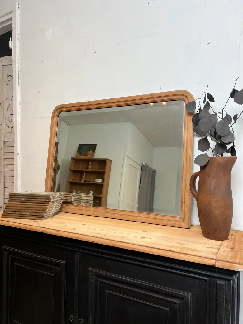 Ancien miroir en chêne, style Louis-Philippe