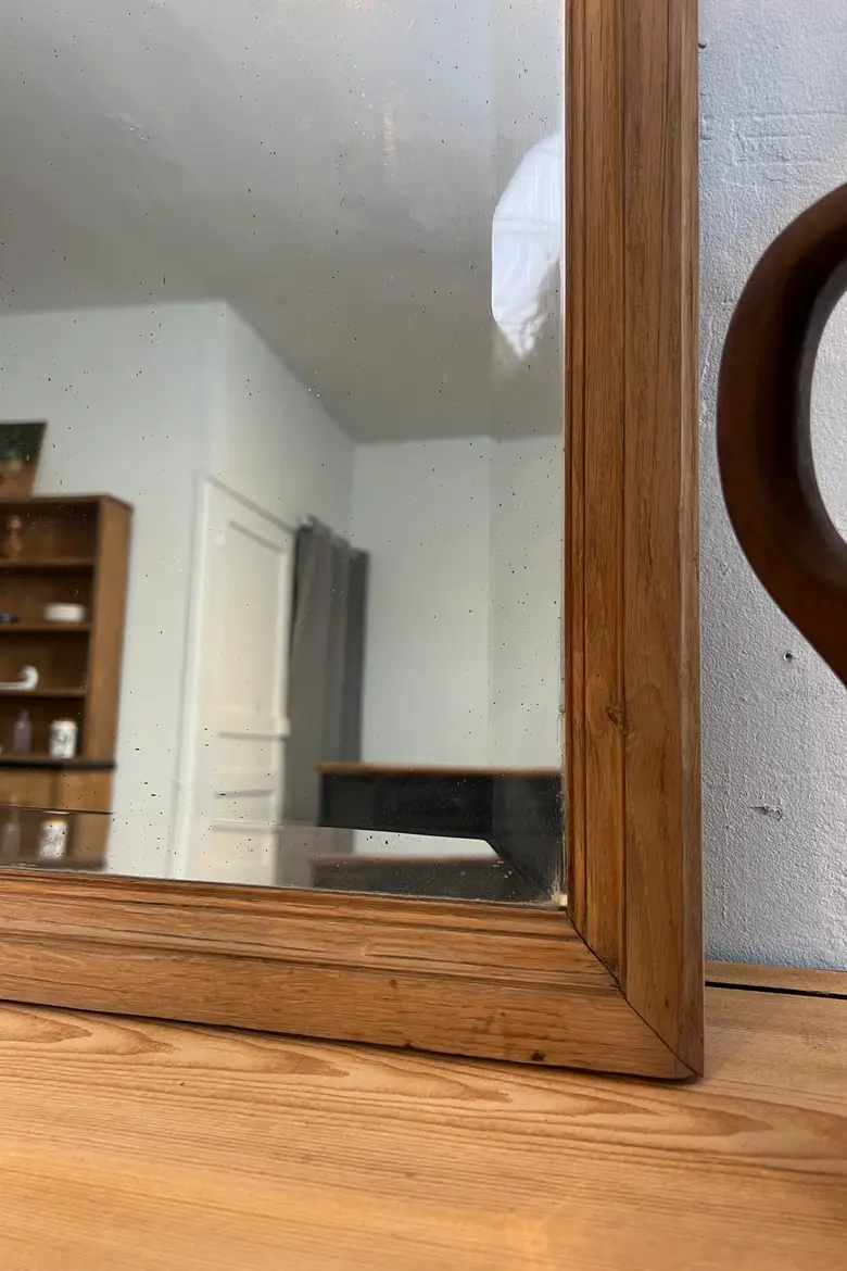 Ancien miroir en chêne, style Louis-Philippe