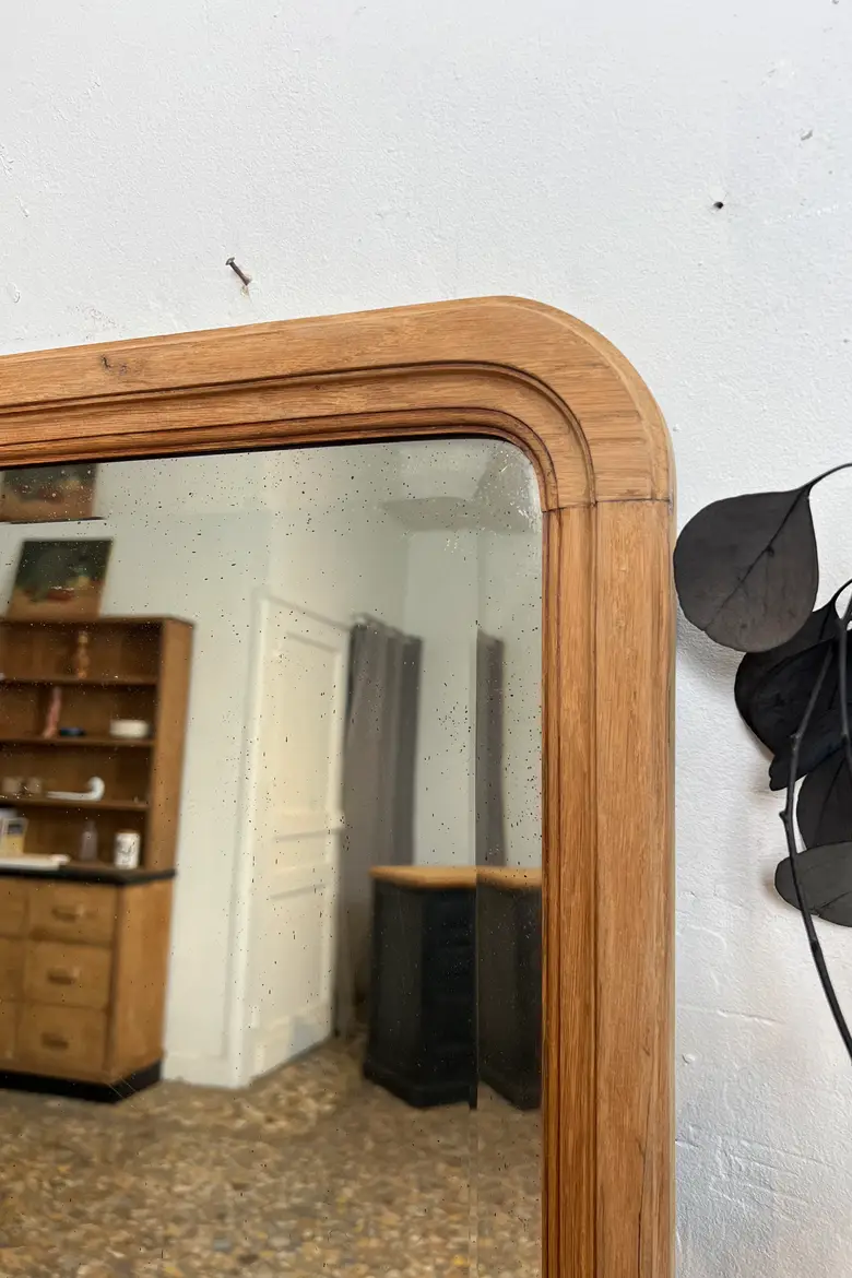 Ancien miroir en chêne, style Louis-Philippe