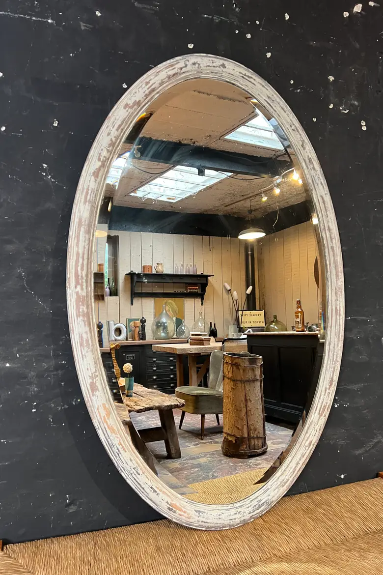 Ancien miroir ovale Années 50
