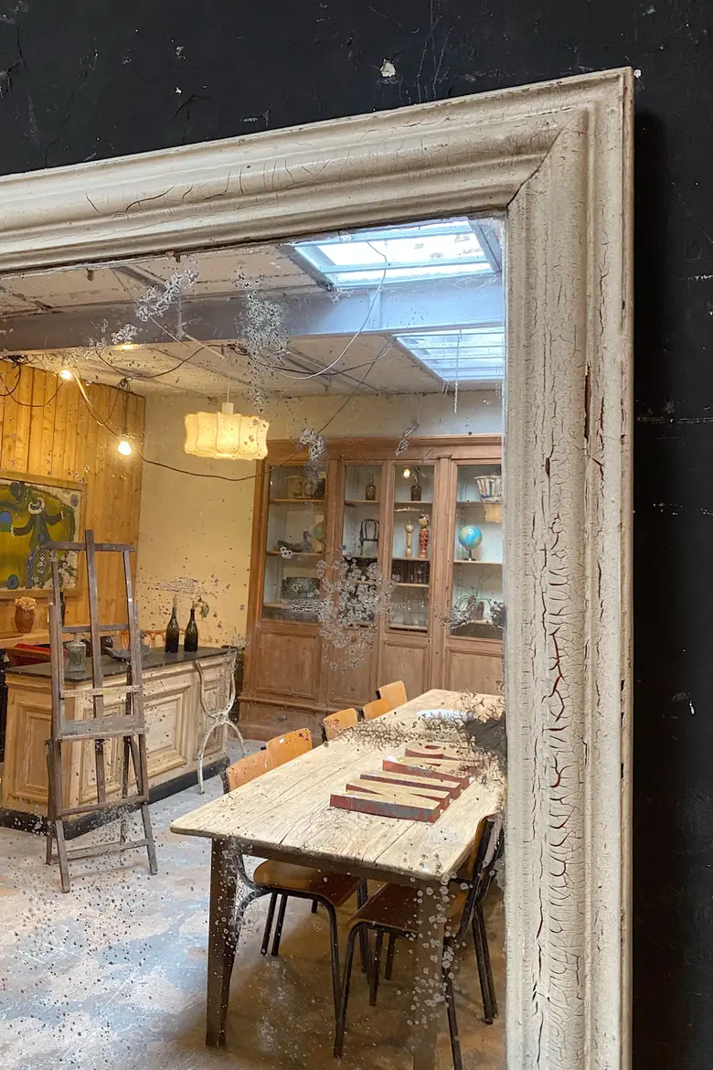 Ancien miroir patiné Début XXème