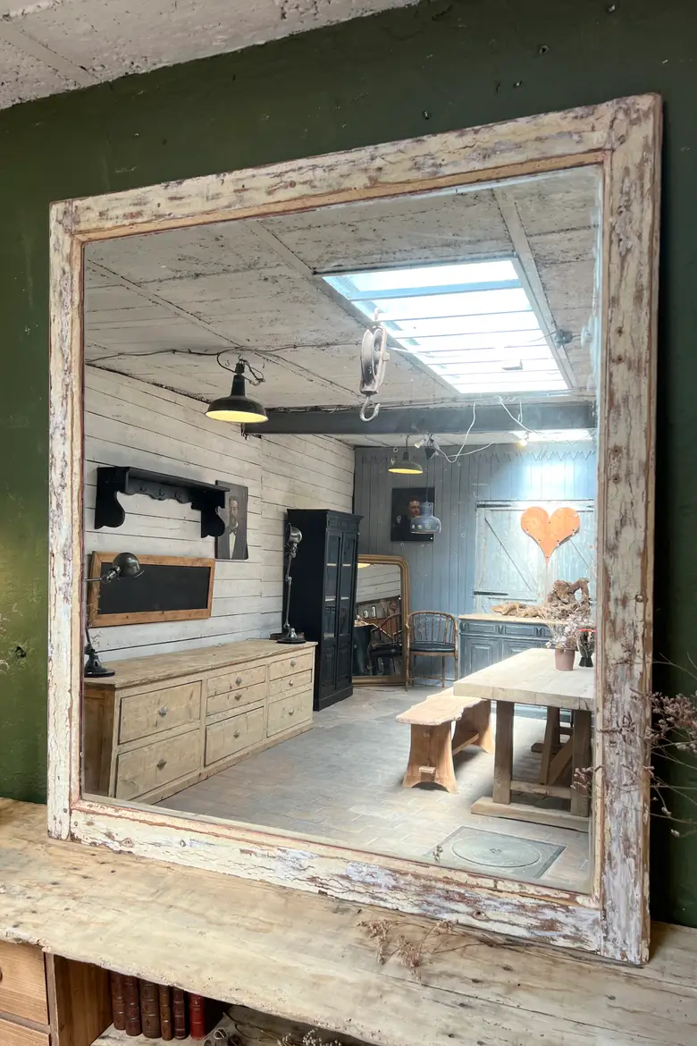 Ancien miroir patiné Début XXème