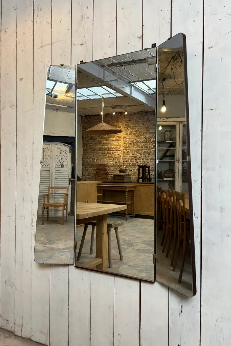 Ancien miroir triptyque - Années 70