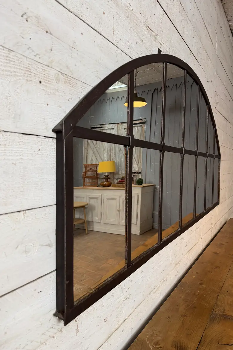 Ancien miroir verrière industriel