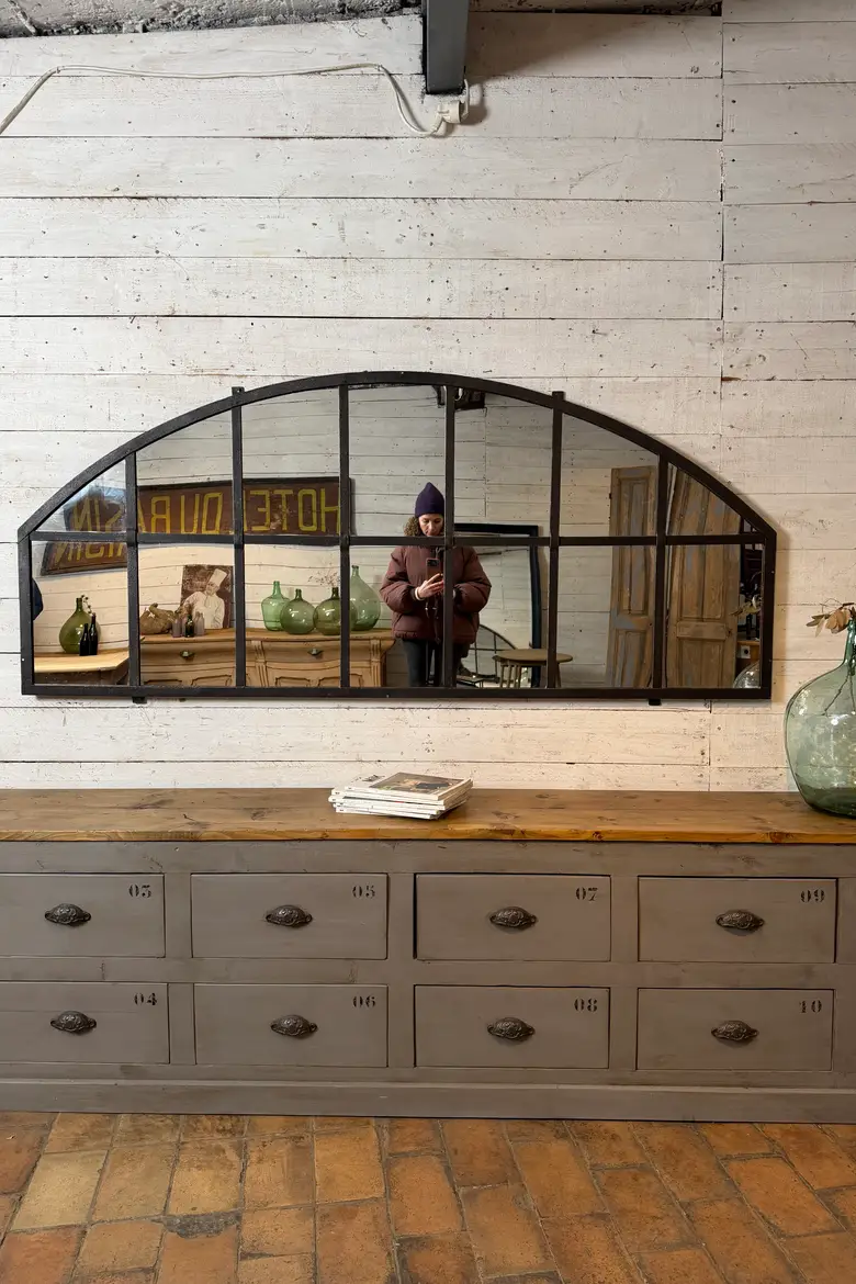 Ancien miroir verrière industriel