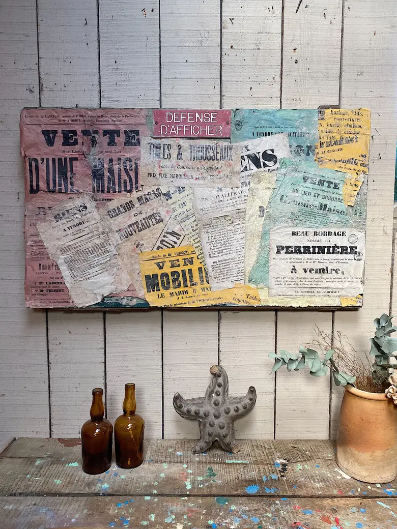 Ancien panneau d’affichage en bois Début XXème