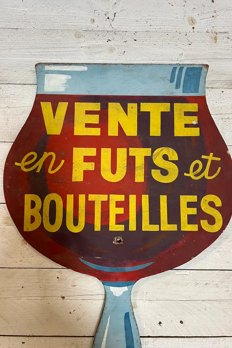Ancien panneau de caviste en bois