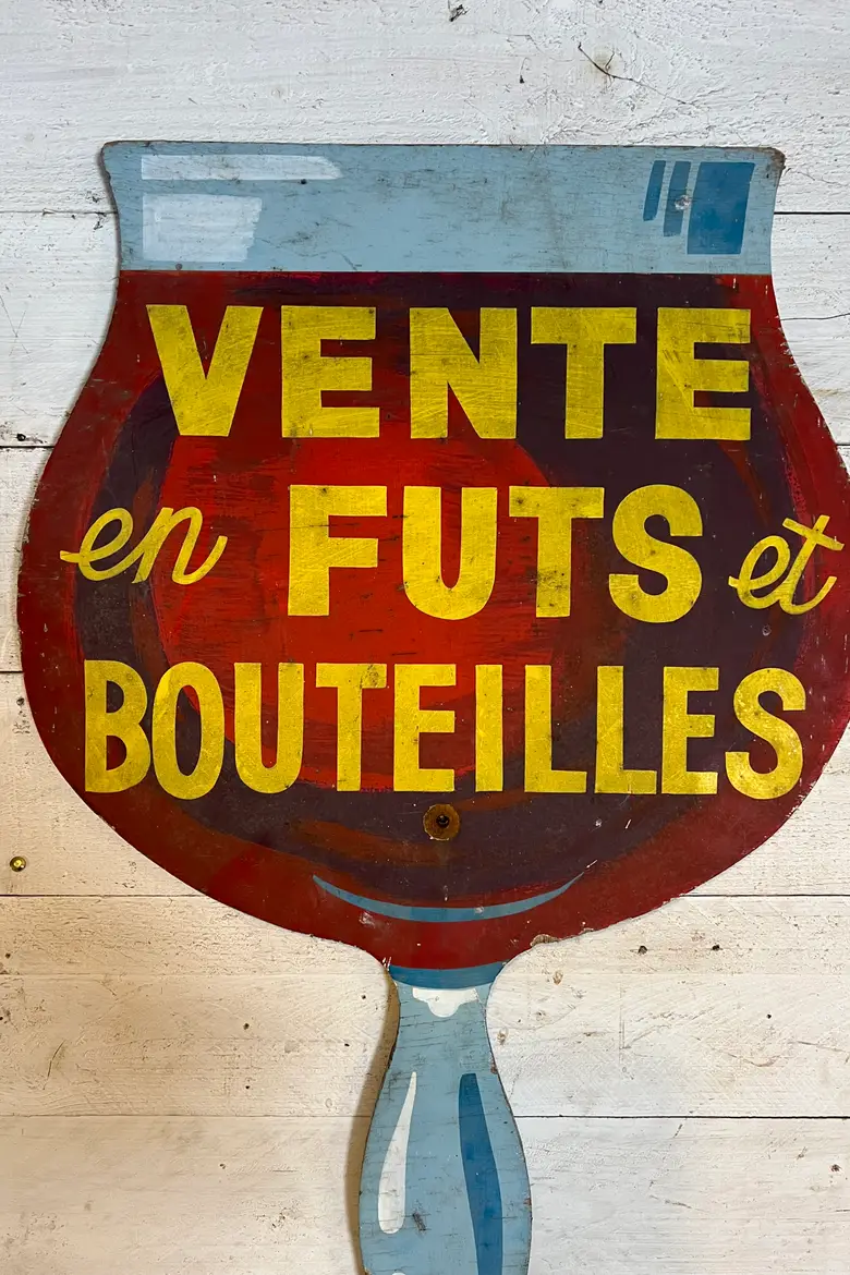 Ancien panneau de caviste en bois