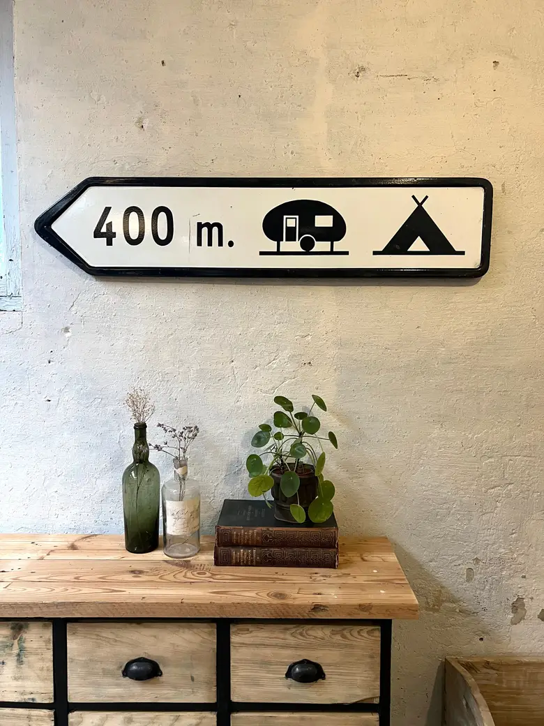 Ancien panneau de signalisation en tôle émaillée Années 60