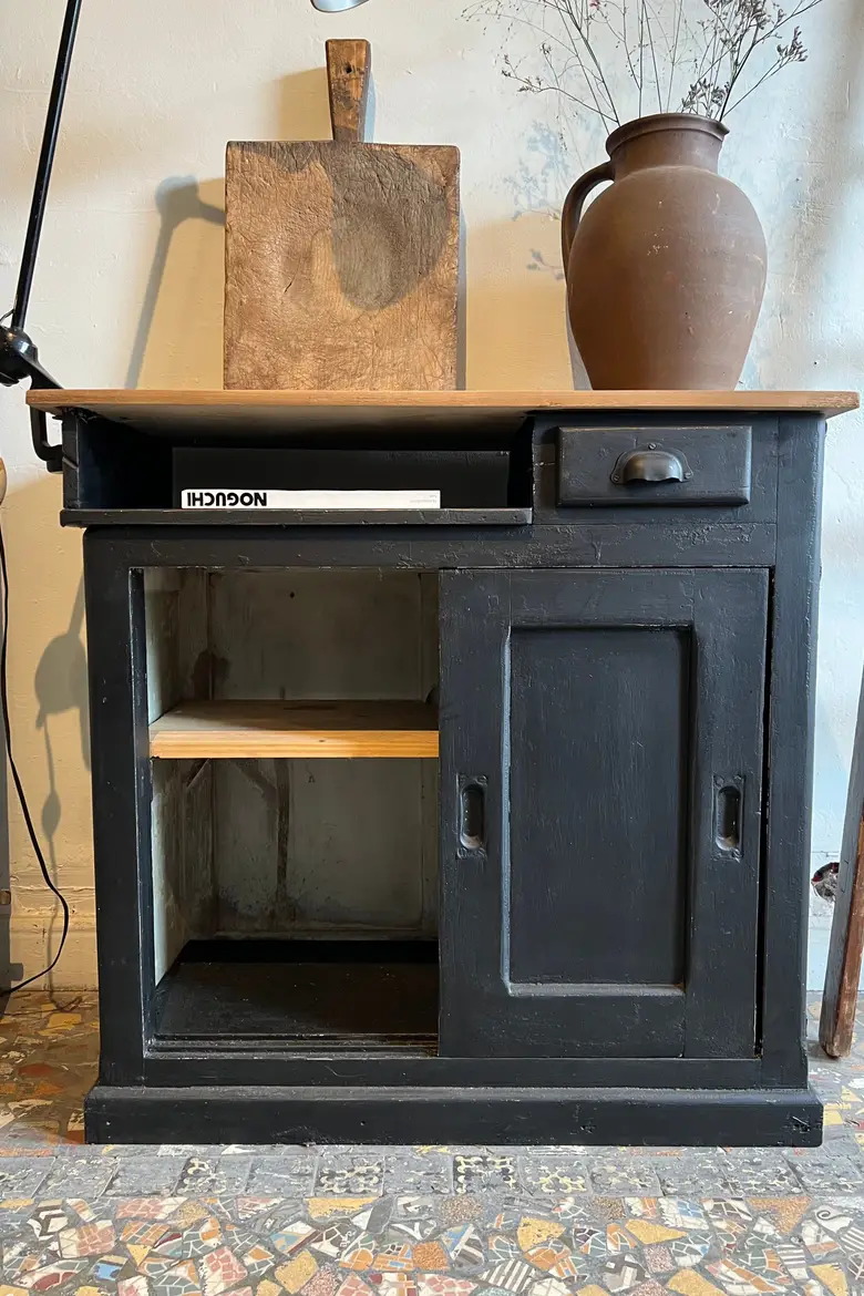 Ancien petit meuble d’atelier en bois Début XXème