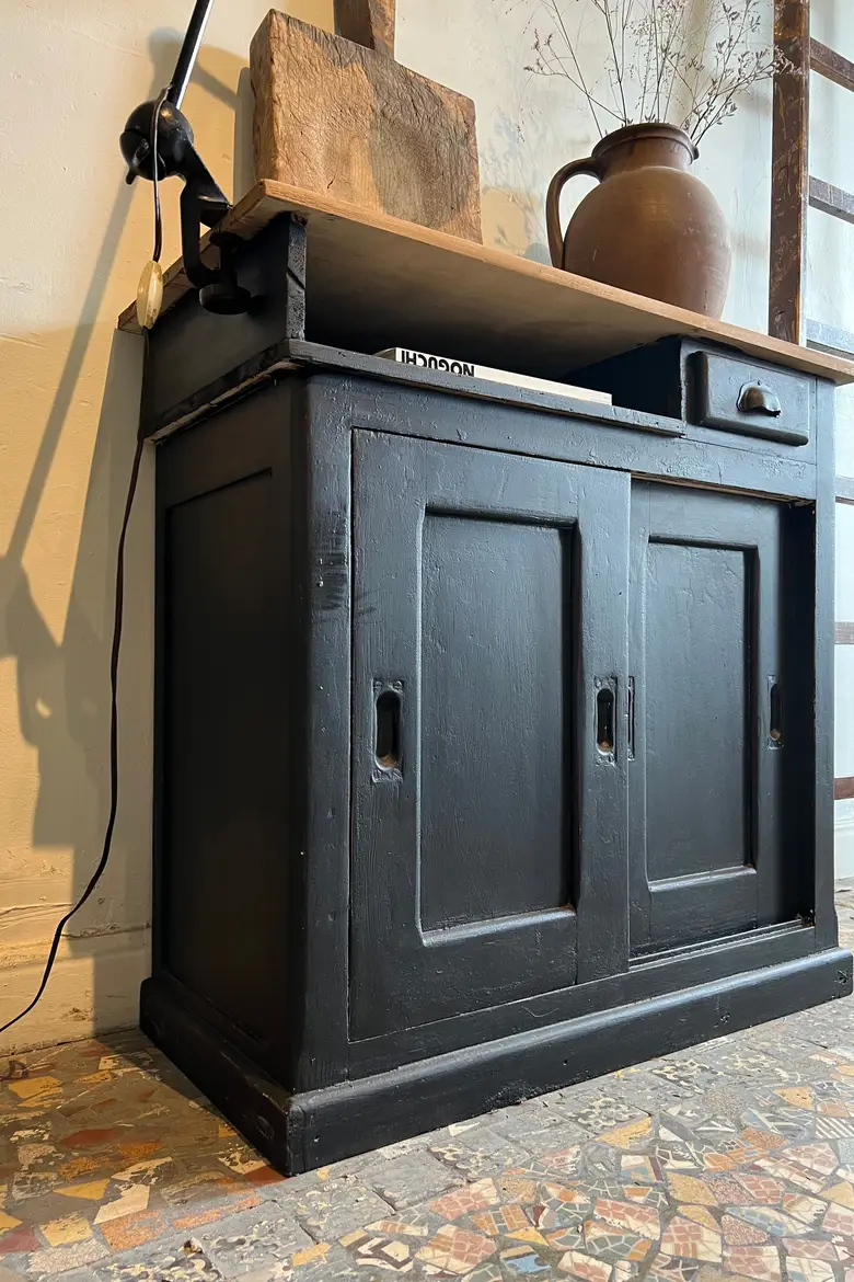 Ancien petit meuble d’atelier en bois Début XXème