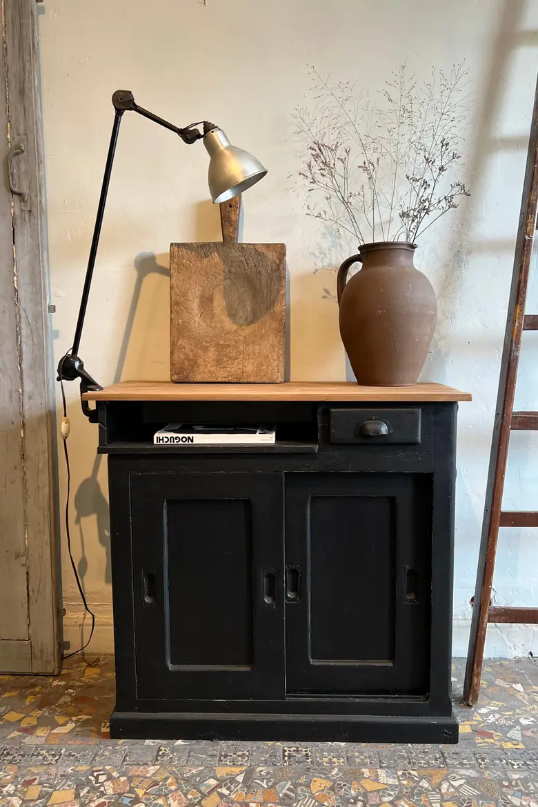 Ancien petit meuble d’atelier en bois Début XXème