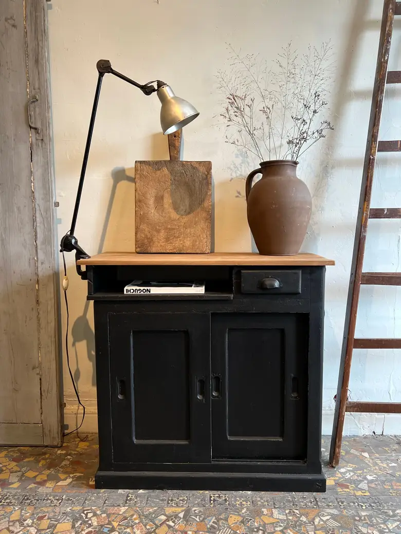 Ancien petit meuble d’atelier en bois Début XXème