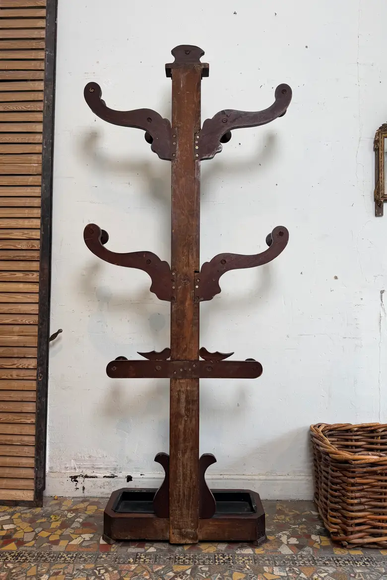 Ancien porte-manteau victorien en acajou