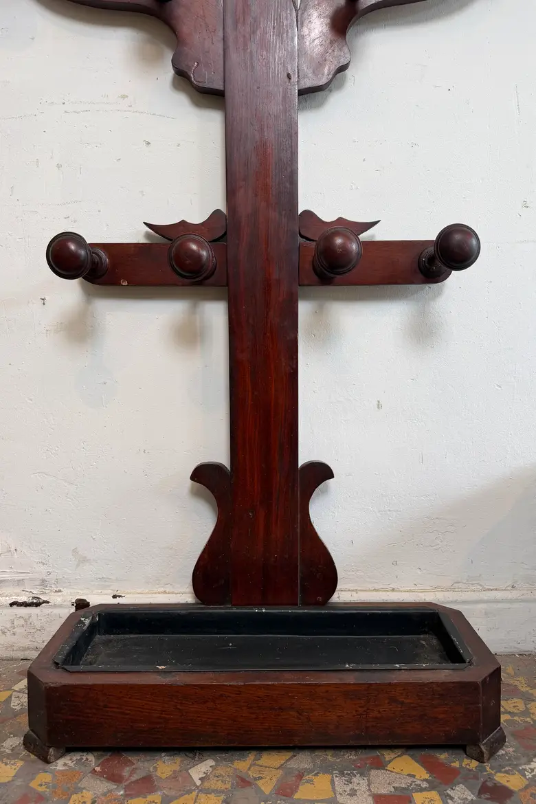 Ancien porte-manteau victorien en acajou
