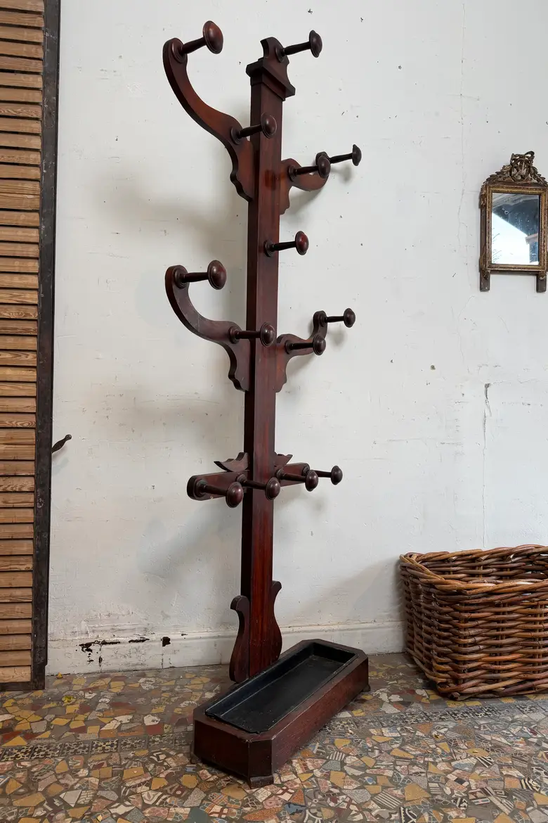 Ancien porte-manteau victorien en acajou