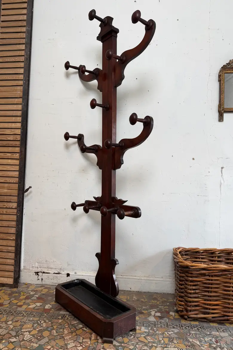 Ancien porte-manteau victorien en acajou