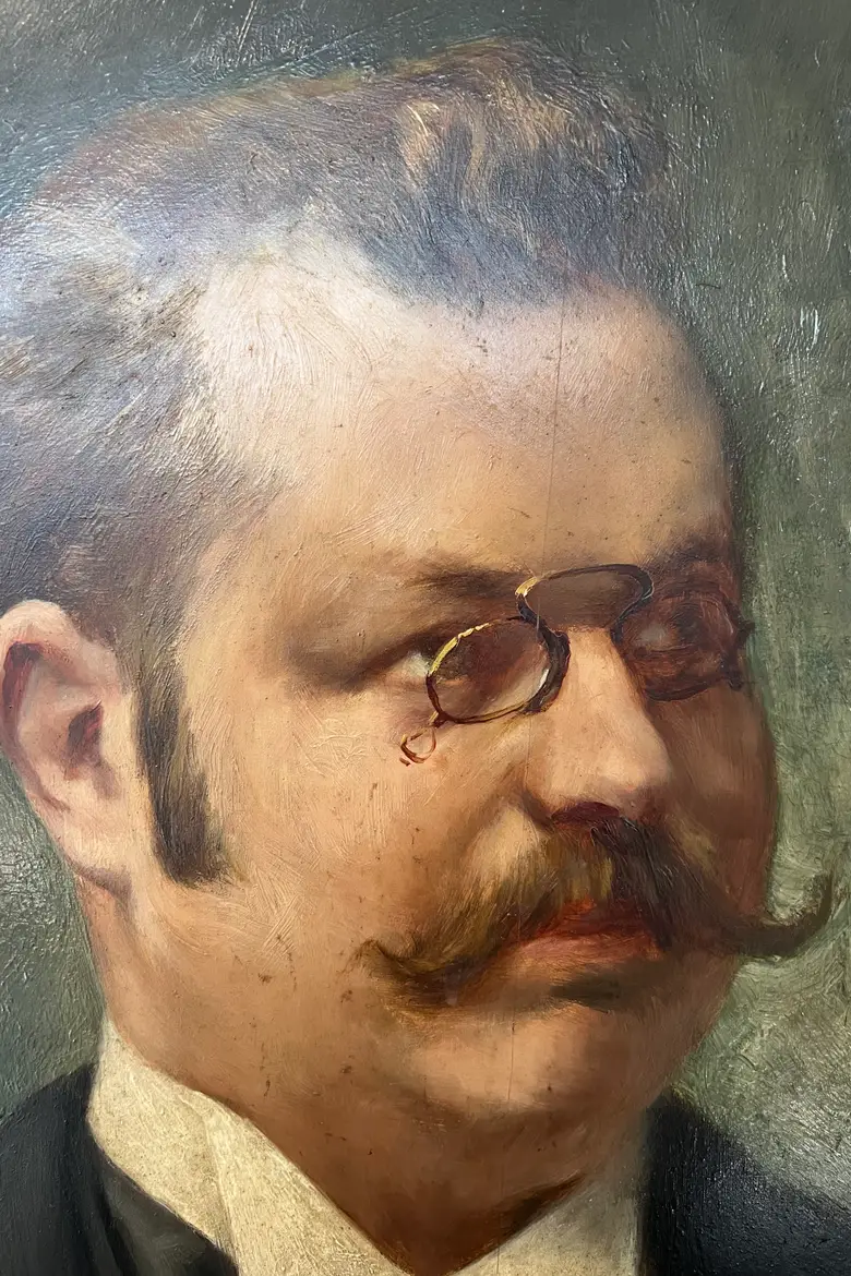 Ancien portrait d'ancêtre binocle Début XXème
