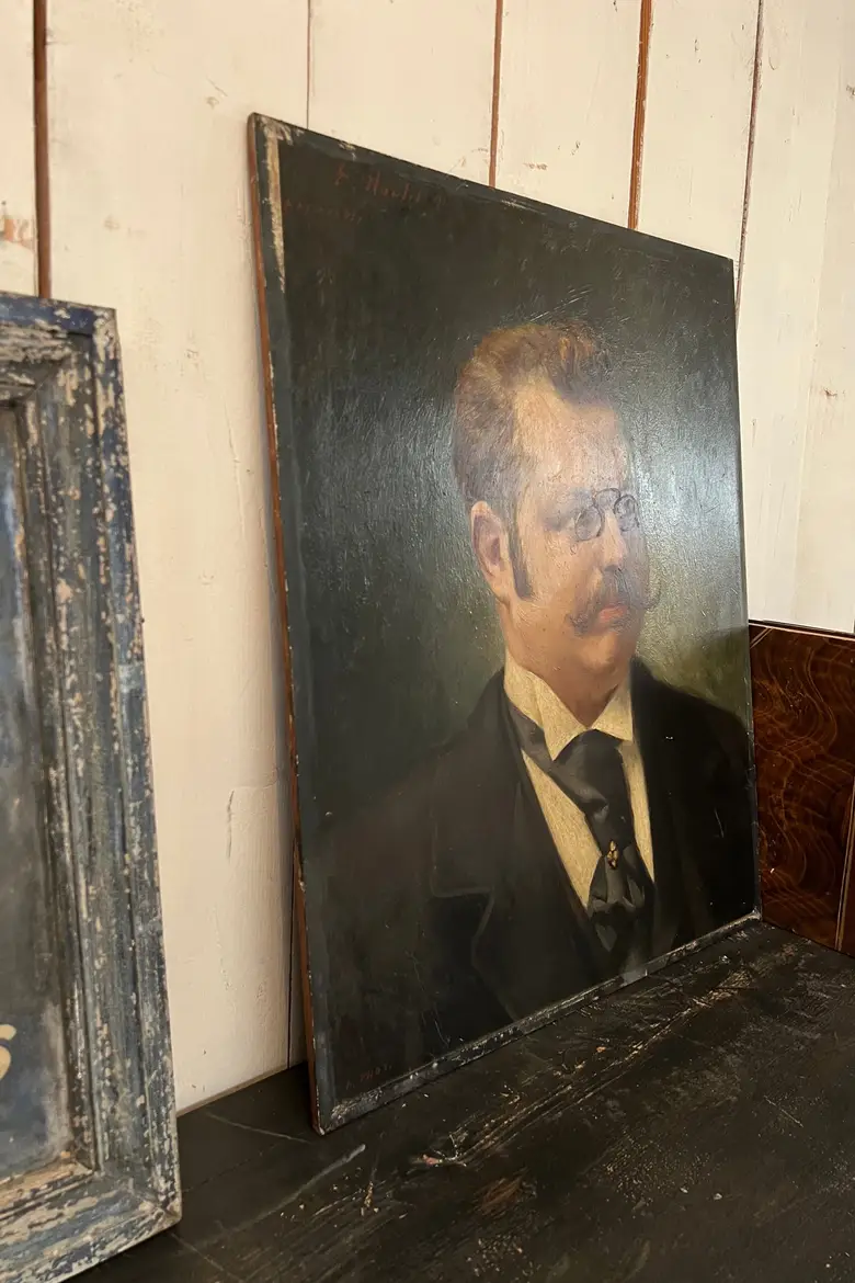 Ancien portrait d'ancêtre binocle Début XXème