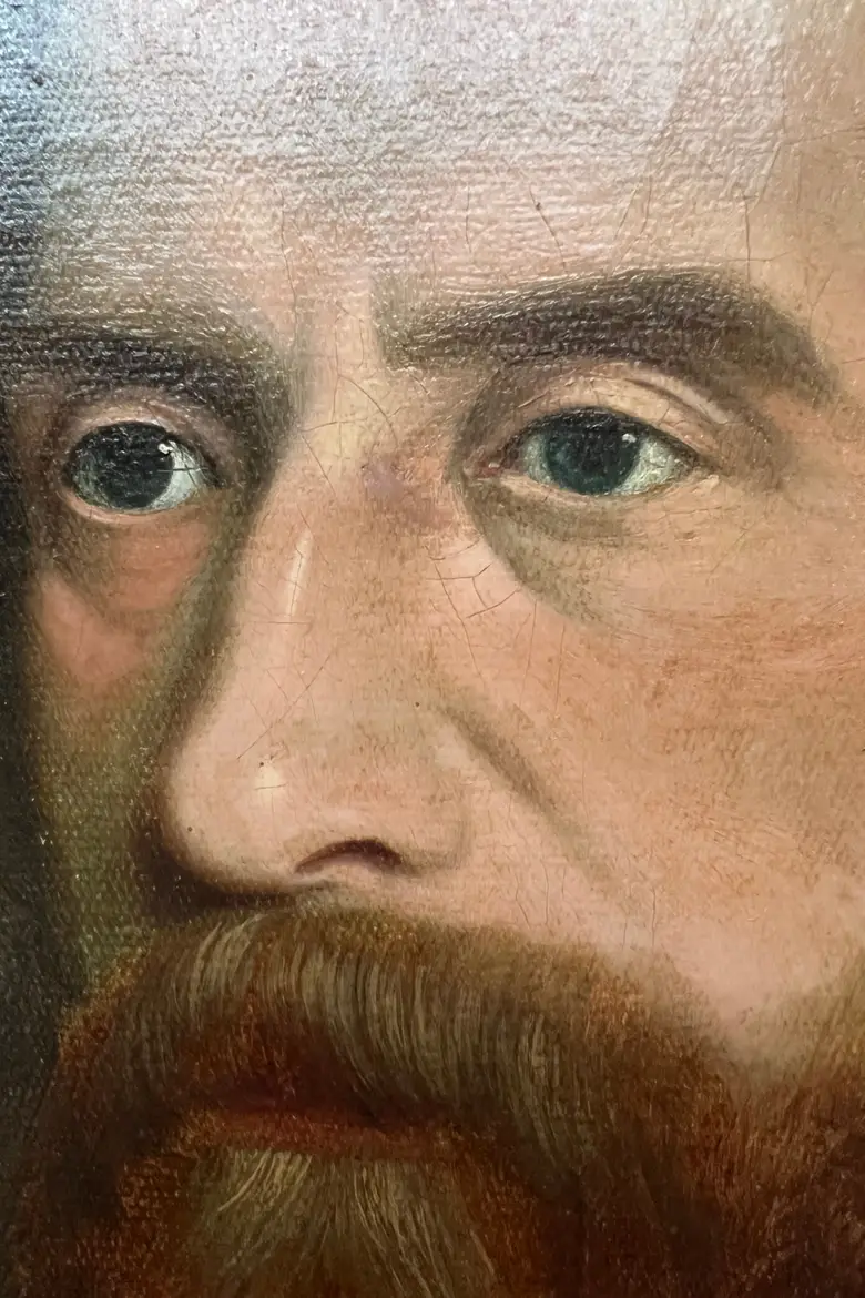 Ancien portrait d’ancêtre homme sur toile Début XXème