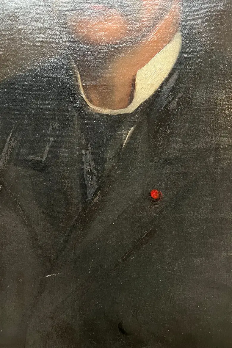 Ancien portrait d’ancêtre homme sur toile Début XXème