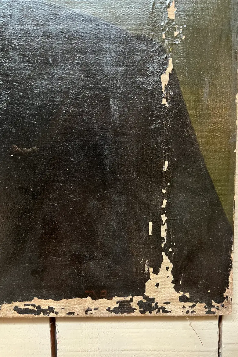 Ancien portrait d’ancêtre homme sur toile Début XXème