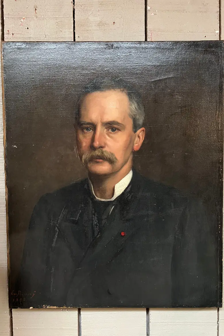 Ancien portrait d’ancêtre homme sur toile Début XXème